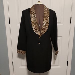 Leopard Trim Black Blazer